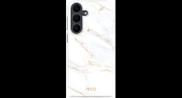 MIO Hoesje Geschikt voor Samsung Galaxy S25 FE - Compatibel met MagSafe / Qi2 - Hard Shell Back Cover Case White Marble