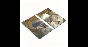 Decoratieve glazen snijplanken voor in de keuken, zeegrotmotief, 2x30x52 cm