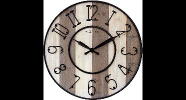 NeXtime Oxford – Grote Industrial Wandklok – 50 cm – Metaal/Hout – Zwart – Stil