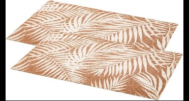 Set van 10x stuks rechthoekige placemats Palm wit - linnen mix - 45 x 30 cm - Onderleggers