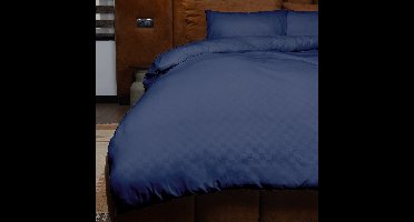 Zydante® Dekbedovertrek Emboss Squares 200x220 cm - Donkerblauw - met 2 Kussenslopen