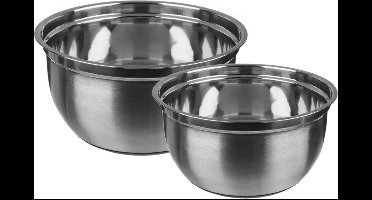 Secret de Gourmet beslagkommen / mengkommen - Set 2x stuks - RVS - 4,5L/1L - Met antislip - keuken