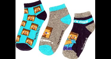 Minecraft Steve Head 3 Pack Sokken