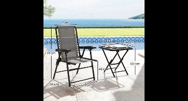 Bistroset – Buitenset – Terrasmeubilair – Balkonset – Compact – Inklapbaar – Stijlvol Stalen Frame - Crème
