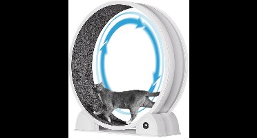 G&G Katten Loopwiel - Looprad - Kat - Katten renwiel - Kattenloopwiel - Krabton - Met stappenteller - Uitneembare mat - Wit