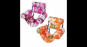 Home & Marker - Opblaasbare Drijfstoel Zwembad - Set van 2 - Ergonomische Waterhangmat & Zwembad Ligstoel - Roze en Oranje - POOLYRA