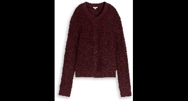 Tom Tailor - Losvallend bouclé-vest - Maat S - preppy plum melange