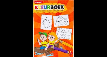 CREAKIT. Kleurboek Voor Kinderen – A5 Formaat – 24 Kleurplaten – 120 gram – Wit papier – Oranje