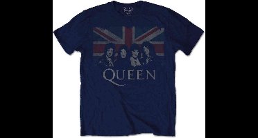Queen - Union Jack Heren T-shirt - XXL - Blauw