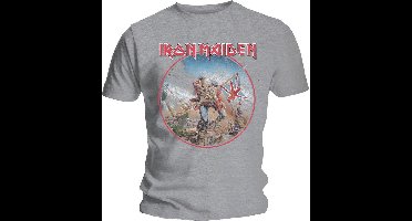 Iron Maiden - Trooper Vintage Circle Heren T-shirt - S - Grijs