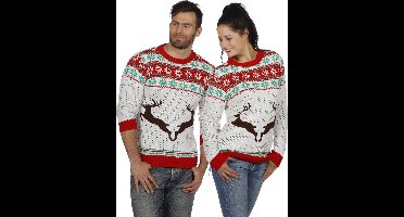 Kersttrui Wit Rendieren - Maat M