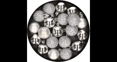 Cosy & Trendy Kerstballen - 60x kunststof - zilver - 3 cm - mat glans glitter