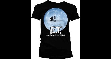 E.T. Dames Tshirt -XL- Bike In The Moon Zwart