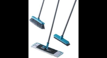 Lifetime Clean Schoonmaakset - Harde Bezem/ Zachte Bezem/ Vloerreiniger/ Steel - Blauw
