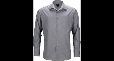Daiber Heren Longsleeve Zakelijk Shirt (Staalgrijs)