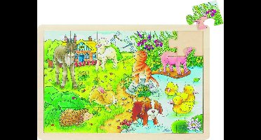 GOKI Puzzel - Babydieren - 24 Stukjes - 30X20X0,8Cm - Hout - 3 Jaar