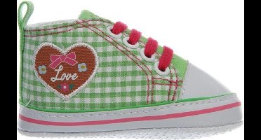 Playshoes sneakertjes geruit hartje groen Maat: 17