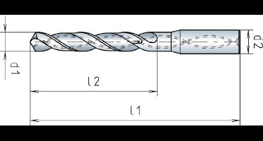 Wurth - Speeddrill+ Universele VHM spiraalboor DIN 6537L, lang 5xD, 2 snijkanten, met interne koeling - Speeddrill+ Universele VHM spiraalboor DIN 6537L, lang 5xD, 2 snijkanten, met interne koeling x 1 st