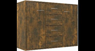 Sierra, Dressoir 88x30x65 cm bewerkt hout gerookt eikenkleurig, kast, opbergkast, opslagkast, wandkast, bijzetkast, opbergmeubel, kasten, wandkasten