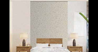 Behang - Fotobehang Lichtbeige - Terrazzo - Grijs - Breedte 140 cm x hoogte 220 cm