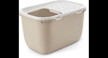 Savic Hop In Giant - Kattenbak Giant - Instap Boven - Mokka/Wit - 74 x 49,7 x 43 cm