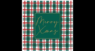 Duni servetten kerst tafeldecoratie Xmas Check 33x33cm rood.