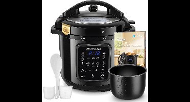 Aigostar Derrick Black - Pressure Multicooker - 6 Liter - Snelkookpan - Slow Cooker - Rijstkoker - Stomer - Zwart
