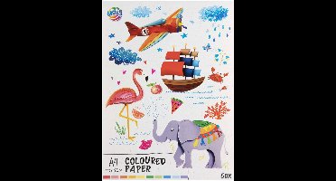 Gekleurd papier A4, 50 vellen - 10 kleuren