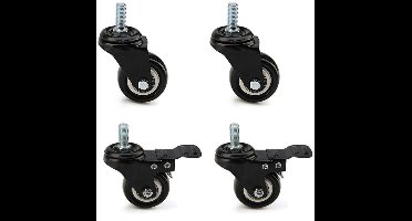 Boraboi ® Set van 4 Zwenkwielen met Rem voor Meubels en Transportmiddelen, Draagvermogen tot 240 kg, 360 Graden Draaibaar