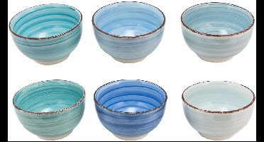 Cookinglife Kom Delice Blue - Set van 6 ø 14 cm - Aardewerk Vaatwasser-, Magnetron- en Ovenbestendig