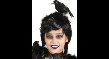 Funny Fashion Verkleed diadeem met zwarte kraai - 17 cm - Halloween verkleed accessoires - heks