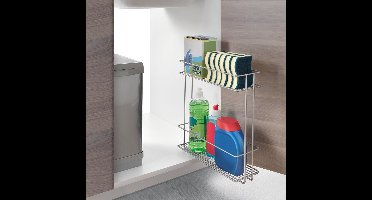 Metaltex - Gootsteenkast Organizer - Gootsteenrek - Zilvergrijs - Uitschuifbaar