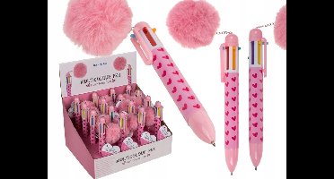 Schattige 6-kleuren pen met fluffy pompon voor school en kantoor