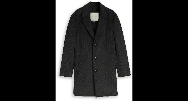 Tom Tailor Denim - Relaxed fit wollen jas met reverskraag - Maat XL - dark grey melange twill