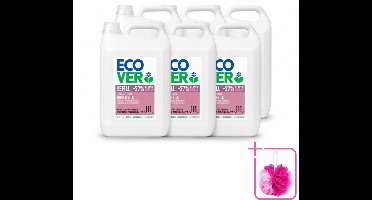 6 x Ecover - Vloeibaar wasmiddel - Wol & Fijnwas - Waterlelie & Honingmeloen - 5 liter - 111 wasbeurten - Bulkverpakking - Fijnwas - Douchemop - Wolwas