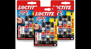 3 x Loctite - Secondelijm - Power Flex - 3 Lijmtubes - Voordeelverpakking - 3 stuks