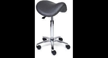 Ergonomische Zadelkruk Premium Grijs op Wielen Hoge uitvoering (70-84cm) / Zonder voetensteun / Voetdoppen
