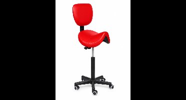 Ergonomische Zadelkruk met Rugleuning Comfort Rood op Wielen Standaard (50-68cm) / Zonder voetsteun / Standaard wielen