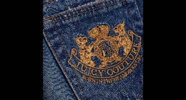 Juicy Couture Mid Rise Wide Leg Jean With Back Pocket Dog Crest DONKERBLAUW - Maat W32