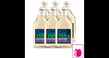 6 x Ecover - Vloeibaar wasmiddel - Zwart & Donker - 1 liter - 22 wasbeurten - Bulkverpakking - Donker wasmiddel - Douchemop - Kleurbehoud