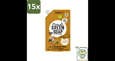 15 x Marcel's Green Soap - Allesreiniger Spray - Navulling - Sandelhout & Kardemon - Frisse reiniging - 500 ml - Wasstrips - Allesreiniger Spray - Natuurlijke Reiniger - Sandelhout En Kardemom - Milieuvriendelijke Reiniger - Biologisch Afbreekbaar