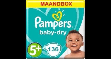 Pampers Baby Dry Maat 5+ - 136 Luiers Maandbox