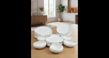 Sierra, Capital Porselein Serviesset 24-Delig voor 6 Personen – Modern Wit Servies, Scandinavische Scandi-Look –Borden en Kommen Set voor Diner, Brunch en Feesttafel – Vaatwasser- en Magnetronbestendig