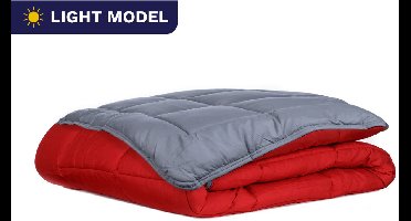 Zelesta Easybed Light Antraciet & Rood 140x200cm - Dekbed zonder overtrek - 30 dagen proefslapen - Wasbaar hoesloos dekbed - Bedrukt dekbed - Zomerdekbed
