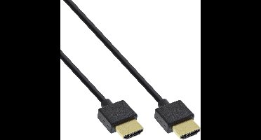 InLine® HDMI Superslim kabel A naar A, HS met ethernet,Premium,zwart/goud, 1,8m