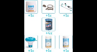 Zwembad Onderhoudspakket - Onderhoud Zwembad - bevat Chloor - Scrubpad - Schepnet - Borstel - Stofzuiger - Filters - Chloordrijver - PH-min en PH-plus (7-delig)