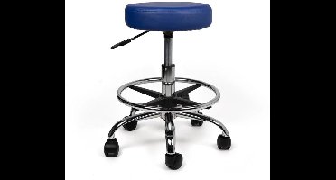 Multifunctionele Tabouret Kruk Blauw – Moderne Zitkruk met Comfortabele Zitting – Perfect voor Elke Kamer – Duurzaam & Licht van Gewicht - Laag (40-57cm) / met Voetsteun / Standaard wielen