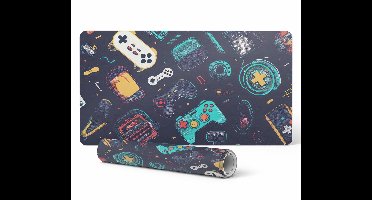 Bureauonderlegger voor grafisch ontwerpers met retro gamepatronen 100x50 cm