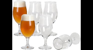 Bormioli Bierglazen Speciaalbier op voet - 520 ml - 20 cm - 6x stuks - Hoge luxe glazen
