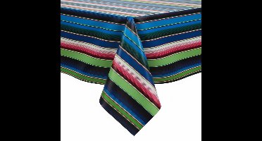 Protecttable - Mexicaans Tafelzeil Saltillo Blauw en Rood 120x210cm - Tafelkleed Afwasbaar - Kunststof